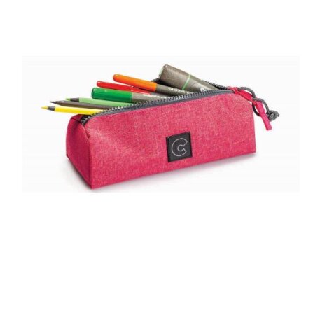 Pratico astuccio scuola   fatto con PET riciclato estratto dalle bottiglie di plastica  colori assortiti  grigio  rosso  senape.