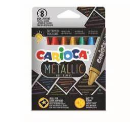 EN_Lapices cera carioca metallic triangular caja de 8 unidades colores surtidos