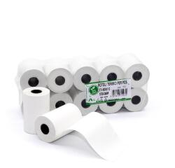 Rotolo per POS e carte di credito - carta termica BPA free - 57 mm x 20 mt - 48 g/m2 - diametro esterno 40 mm - anima 12 mm - Rotolificio Pugliese - blister 10 pezzi