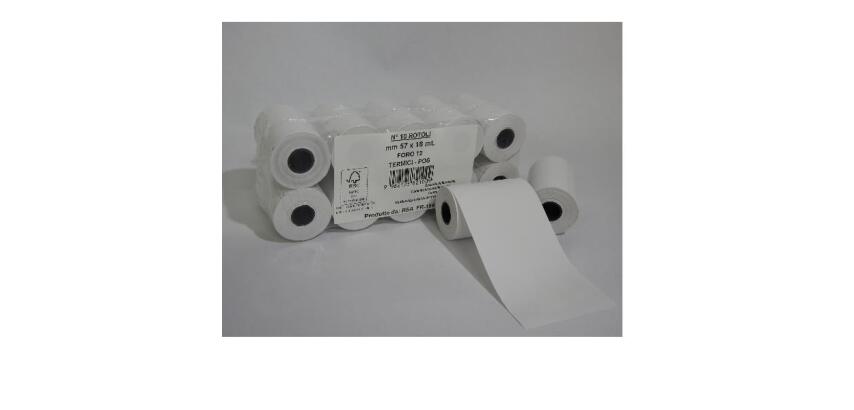 CF10 ROTOLI CARTA TERMICA NEUTRI POS/CARTE DI CREDITO 48GR BPA FREE   57MMX18MT FORO ANIMA 12MM DIAMETRO ESTERNO 37 MM CARTA FSC