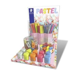 EN_Expositor staedtler linea pastel gomas lapices reglas y sacapuntas 200 unidades surtidas 280x300x210 mm