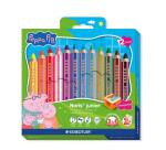 12 matitoni 3 in 1 Peppa Pig: matita colorata  pastello a cera e acquerello + temperamatite. mina   9 5. fusto extra jumbo