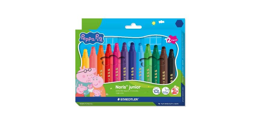 12 pennarelli esagonali extra jumbo Peppa Pig in colori assortiti  tratto largo