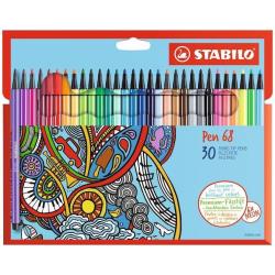 STABILO Pen 68 astuccio in plastica da 24 colori base + 6 colori neon su