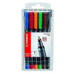 Stabilo OHPen Universal permanente assortiti 6 colori conica superfine  0 4mm per lucidi  superfici liscie e CD-rom  ricaricabili  (conf.6)