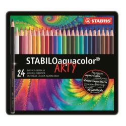 STABILO Matita colorata acquarellabile - STABILOaquacolor - Scatola in Metallo da 24 colori assortiti