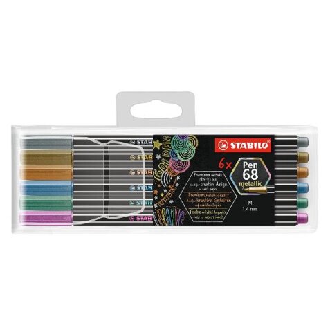 STABILO Pen 68 metallic ast.plastica da 6 pz.in 6 colori