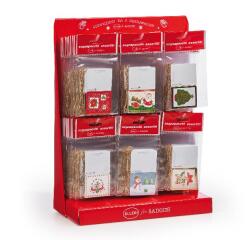 ESPOSITORE IN CARTONE CON 72 BUSTE IN PPL DA 6 SEGNAPACCHI NATALIZI   ASSORTITI