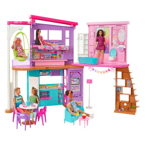 Barbie - Barbie Casa Con Bambola, A 2 Piani E Con 4 Aree Da Gioco