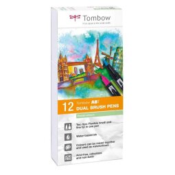 EN_Rotulador tombow acuarelable doble punta pincel colores pastel estuche de 12 unidades colores surtidos