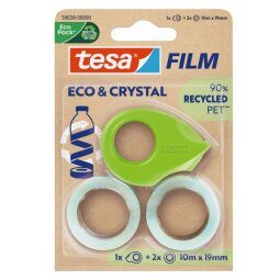 EN_Cinta adhesiva tesa film eco&cristal transparente 10 m x 19 mm blister de 2 unidades + miniportarrollo