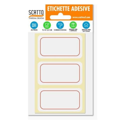 CF10 FOGLI DA ETICHETTE  ADESIVE CORNICE ROSSA