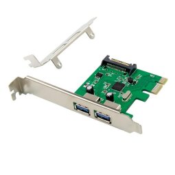 2-Port USB 3.0 PCIe Card -- Supports hot-swapping  USB 3.0 SuperSpeed (5Gb/s)  Supports UASP  15 pin SATA connector for extra powe