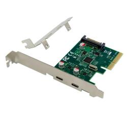 2-Port USB 3.2 Gen 2 Type-C PCIe Card -- USB 3.2 Gen 2 super speed (10Gbps)  Supports hot-swapping  Supports UASP  15 pin SATA con