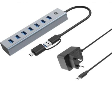 HUB USB 3.0 7 PORTE con alimentatore, 5Gbps, USB-A x 7