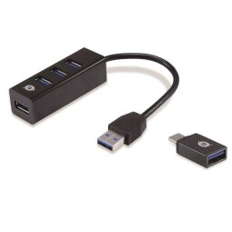 HUB USB 3.0 4-PORTES con Adattatore USB-C