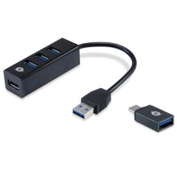 HUB USB 3.0 4-PORTES con Adattatore USB-C