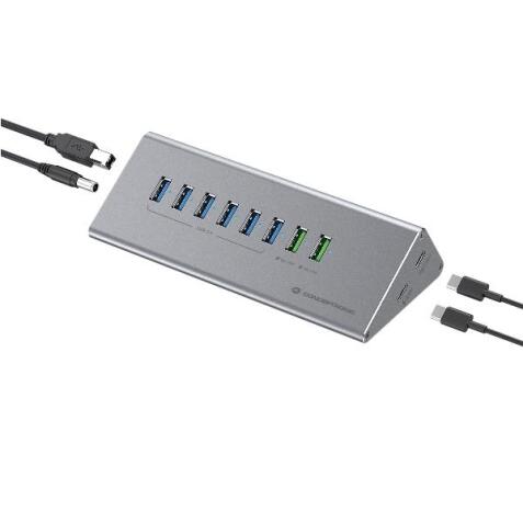 HUB USB 3.0 10-in-1 CARICATORE da 60W COMBO -- 6x USB-A 3.0, 1x USB-C 3.0, 2x USB-A charging, 1x USB-C charging