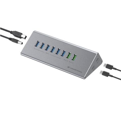 HUB USB 3.0 10-in-1 CARICATORE da 60W COMBO -- 6x USB-A 3.0, 1x USB-C 3.0, 2x USB-A charging, 1x USB-C charging