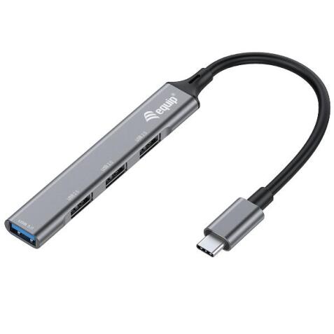 EQUIP - HUB 4-PORTE USB-C (1x USB 3.2 Gen 1 + 3x USB 2.0), Alluminio