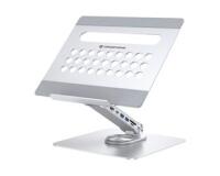 DONN27G - Soporte para portátil con base de conexión 7 en 1 USB 3.2 Gen 1, base giratoria 360°, plegable, altura ajustable