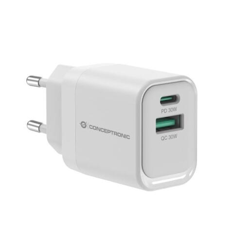 CARICATORE PD USB 2-PORTE da 33W GaN, 1x USB-C, 1x USB-A, QC 3.0, PPS, PD 3.0
