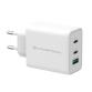 CARICATORE 3-PORTE 65W GAN USB PD (2x USB-C , 1x USB-A, QC 3.0)