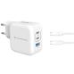 CARICATORE PD USB GaN 3-PORTE da 67 W con cavo di ricarica USB-C, (2x USB-C, 1x USB-A, QC 3.0, PPS) - BIANCO