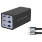 CARICATORE PD USB GaN 6-PORTE da 200 W con cavo di ricarica USB-C, (4x USB-C, 2x USB-A, QC 3.0, PD 3.1, PPS)