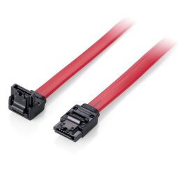 Flat cable SATA 6Gbps  0 5m w. metal latch  with 1 x angled plug