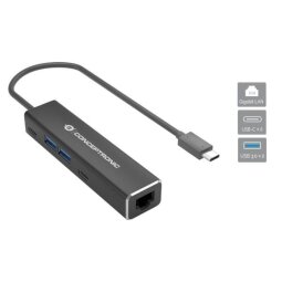 ADATTATORE DI RETE GIGABIT USB 3.2 Gen 1 CON HUB USB (2x USB-A & 2x USB-C)