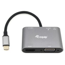 EQUIP - ADATTATORE USB-C 5 in 1, HDMI 4K/30Hz, VGA, USB-C PD 100W, USB 3.0, AUX