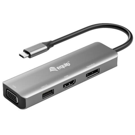 EQUIP - ADATTATORE da USB-C a HDMI 4k/60hz/DisplayPort 4K/60Hz/VGA/USB