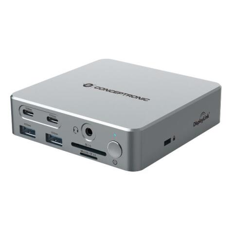 DOCKING STATION 15-in-1 DISPLAYLINK USB 3.2 GEN 2 -- Triple Display, HDMI, DisplayPort, USB-C 10Gbps, USB-A 10Gbps, USB-A 5Gbps, SD, TF/MicroSD, GbE, Audio, DC in, Security Slot