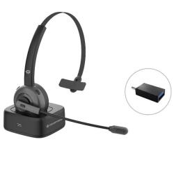 WIRELESS BLUETOOTH HEADSET WITH CHARGING DOCK  CVC NOISE CANCELLATION