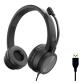 STEREO USB HEADSET  NOISE REDUCTION MICROPHONE -- REMOTE CONTROL WITH VOLUME AND MUTE BUTTON  2M CABLE WITH USB PLUG