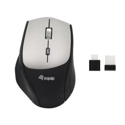 EQUIP - MOUSE ERGONOMICO WIRELESS 6-TASTI 2400dpi CON ADATTATORE DOPPIA CONNESSIONE (USB-C+A)