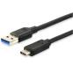 USB 3.2 Gen 1x1 C Male to A Male Cable  0.25m   5G transfer  3A  Black