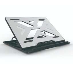 LAPTOP COOLING STAND  SUITABLE FOR LAPTOPS UP TO 15.6   7 LEVELS OF   ADJUSTABLE HEIGHT FOR PERFECT ERGONOMIC POSITIONING  ANTI-SLIP  GREY