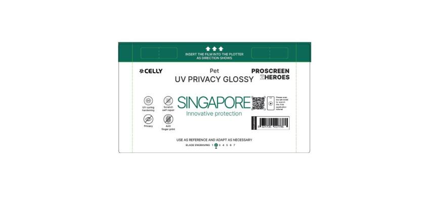 PROFILMPRO GLOSSY UV - Pellicola UV da 5 pezzi con finitura lucida e funzione Privacy compatibile con il plotter ProScreenPro - SINGAPORE (PROSCREEN ZHEROES)