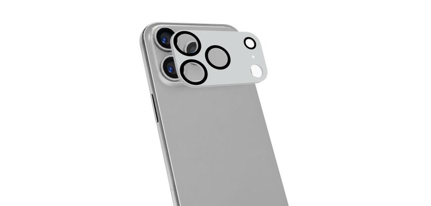 CAMERAPRO1201 - Vetro 9H doppio trattamento per la protezione della fotocamera, match in color, colore Silver, compatibile con iPhone 18 Pro Max/iPhone 17 Pro Max [IPHONE 18 CASES]