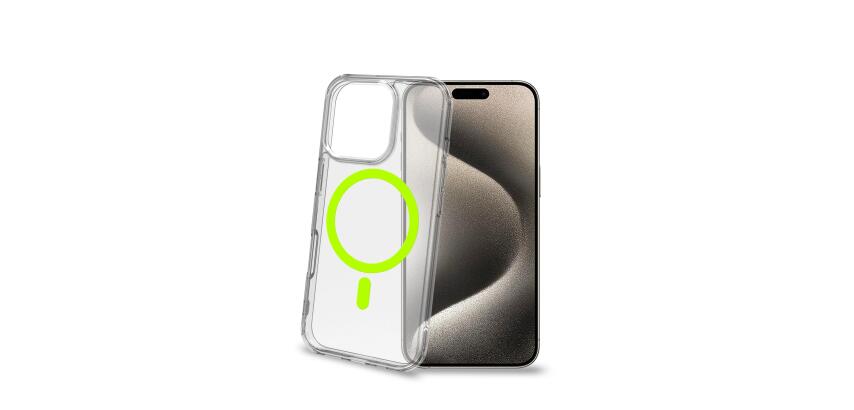 GELSKINMAG - Cover morbida trasparente in TPU, compatibile con la tecnologia Magsafe, anello magnetico color Giallo per Apple iPhone 16 Pro [IPHONE 16 CASES]