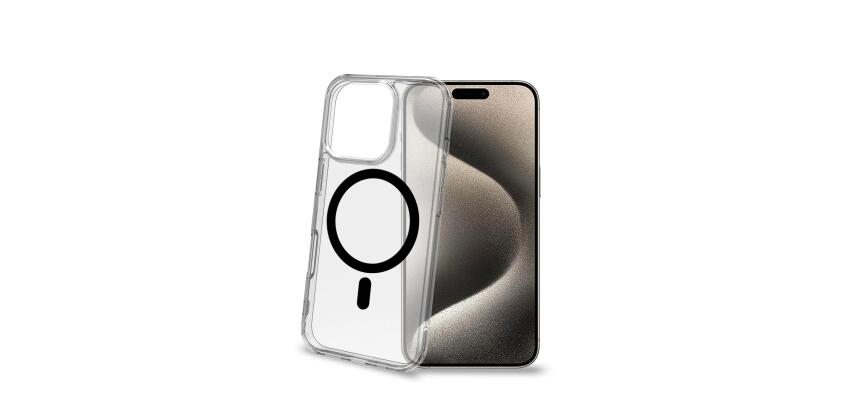 GELSKINMAG - Cover morbida trasparente in TPU, compatibile con la tecnologia Magsafe, anello magnetico color Nero per Apple iPhone 16 Pro [IPHONE 16 CASES]