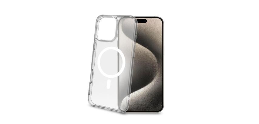 GELSKINMAG - Cover morbida trasparente in TPU, compatibile con la tecnologia Magsafe, anello magnetico color Bianco per Apple iPhone 16 Pro Max [IPHONE 16 CASES]