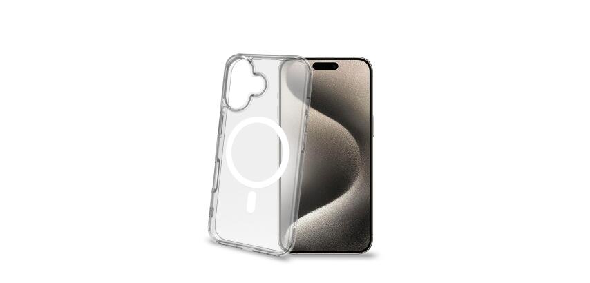 GELSKINMAG - Cover morbida trasparente in TPU, compatibile con la tecnologia Magsafe, anello magnetico color Bianco per Apple iPhone 16 [IPHONE 16 CASES]