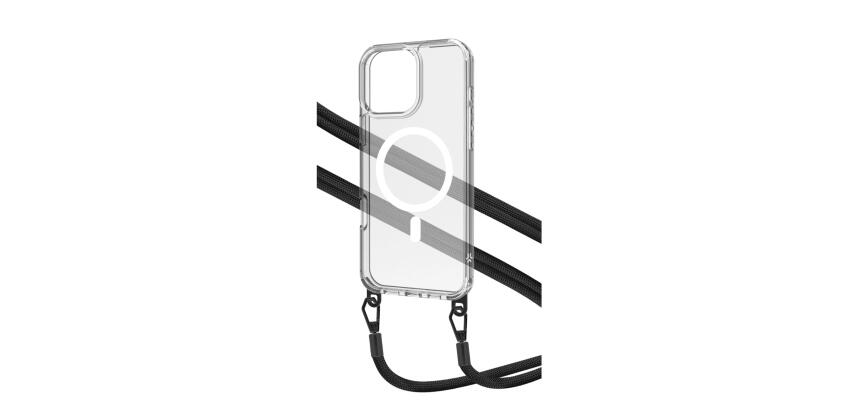 FREEDOMMAG1115 - Cover trasparente compatibile con la tecnologia Magsafe, laccio da collo incluso con ganci in metallo removibili compatibile con Apple iPhone 16 Pro Max