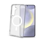GELSKINMAG - Cover morbida trasparente in TPU, compatibile con la tecnologia Magsafe, anello magnetico color Bianco per Samsung Galaxy S25+ 5G