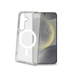 GELSKINMAG - Cover morbida trasparente in TPU, compatibile con la tecnologia Magsafe, anello magnetico color Bianco per Samsung Galaxy S25 5G/ Galaxy S25 5G Enterprise Edition