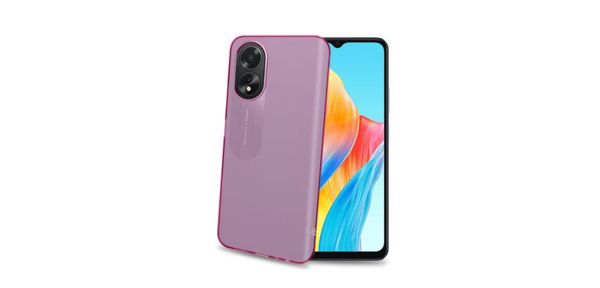GELSKIN - Cover morbida trasparente rosa in TPU compatibile con Oppo A18/ A38