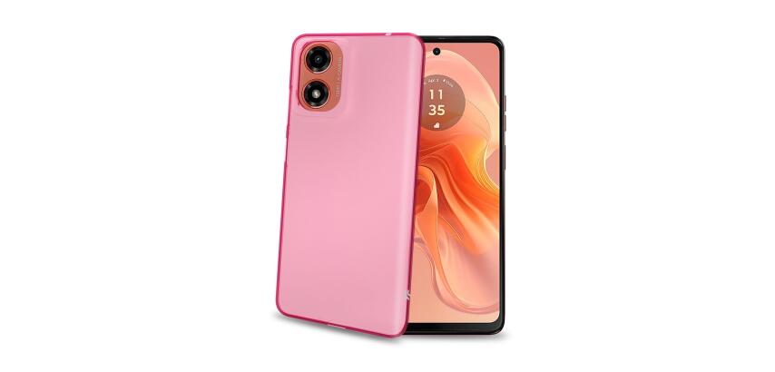 GELSKIN - Cover morbida trasparente rosa in TPU compatibile con Motorola E14/ G24/ G04/ G04s